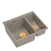 QUADRON | LOGAN 150 | granitowy zlewozmywak kuchenny SOFT TAUPE + MIEDŹ PVD | wymiary: 55,5 x 46 x 22 cm | 1,5-komorowy wpuszczany | podbudowa szafki od: 60 cm HCQL5646U4C1I
